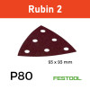 1 Box: (499163) P80 - Festool - Rubin2 - StickFix - Triangular Delta Hook & Loop Sanding Sheets - 93mm - (50/Box)