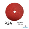 1 Box: P24 - Karbosan - Ceramic - Hook & Loop Sanding Discs - 178mm - 7" - (50/Box)
