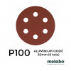 P100 - Metabo - Aluminium Oxide - Hook & Loop Sanding Discs - 6 Hole - 80mm - 3.15" - (25/pk)