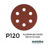 P120 - Metabo - Aluminium Oxide - Hook & Loop Sanding Discs - 6 Hole - 80mm - 3.15" - (25/pk)