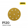 P120 - Mirka - Aluminium Oxide - Hook & Loop Sanding Discs - 9 Hole - 125mm - 5" - (100/Box)