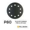 1 Box: P80 - Pallmann - Silicon Carbide - Hook & Loop Sanding Discs - 10 Hole - 178mm - 7" - (50/Box)