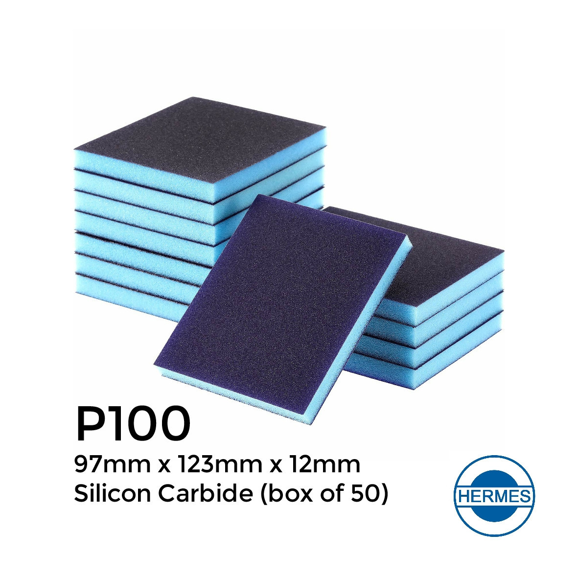 Hermes P100 Silicon Carbide Double Sided Sanding Sponge 97x123x12mm (250/box) Floorstock Ltd