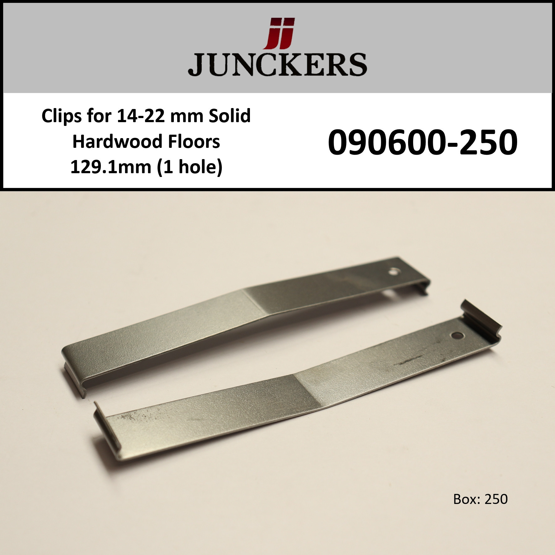 Junckers Clips Green 1 Hole 129.1mm (250/Box) for 14 22mm
